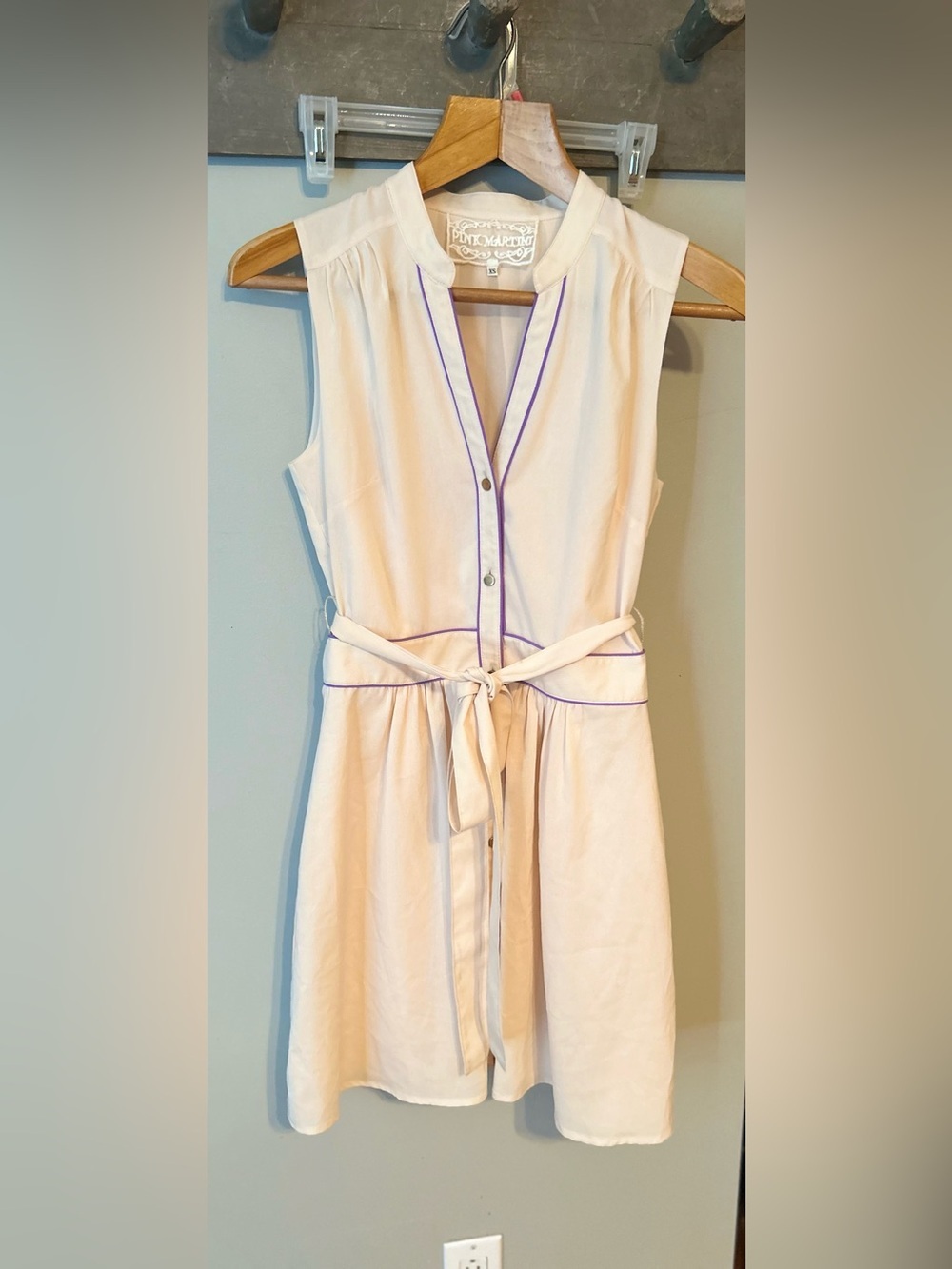 ✌️4 for $20✌️ Pink martini Shirt Dress with Contrast Piping in Light Beige - Picture 15 of 15